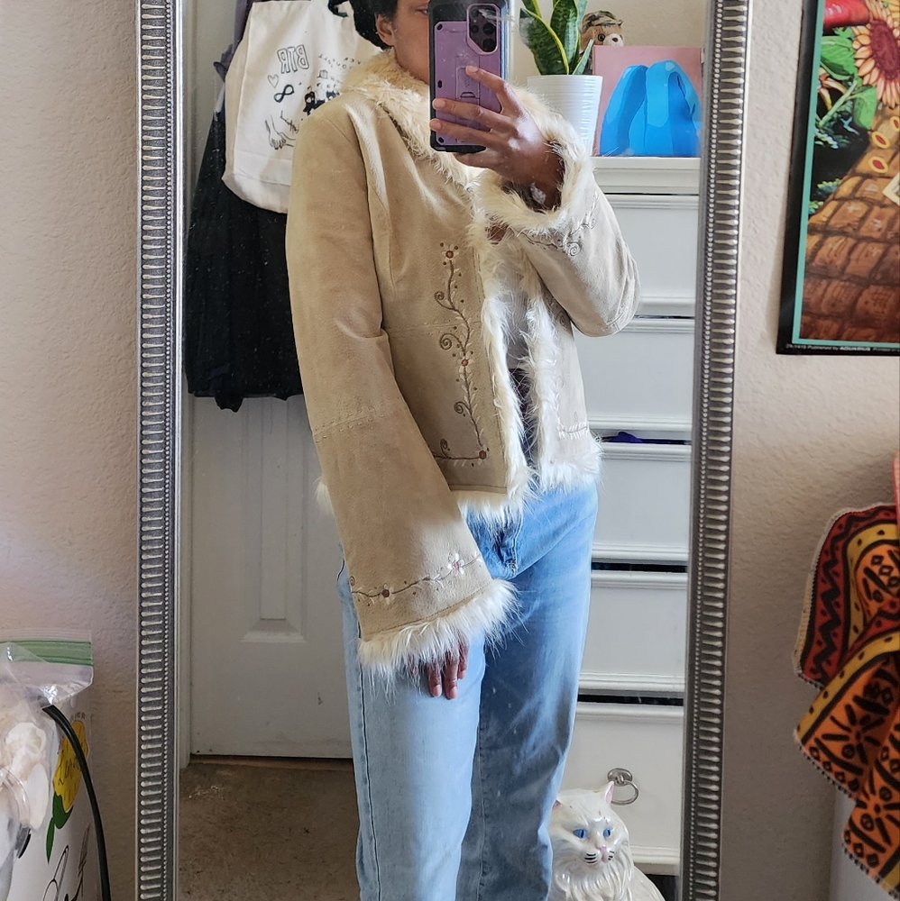 SOLD Leather Hypoactive Faux Fur Jacket